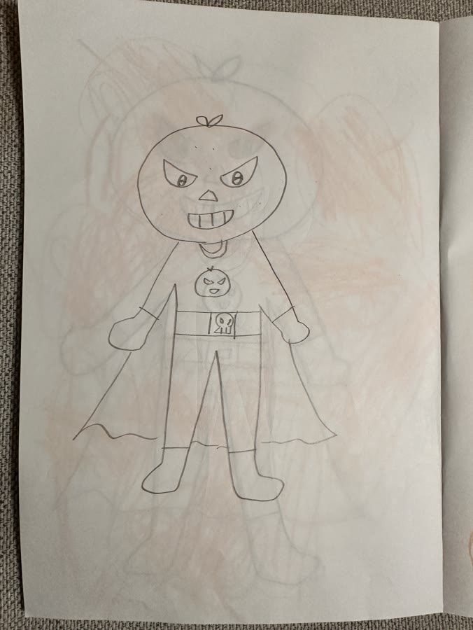 Child's sketch of Evil Mikanman